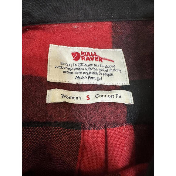 FjallRaven Canada Shirt Womens S Shacket Wool Blend Buffalo Plaid Red Comfort - Picture 6 of 9